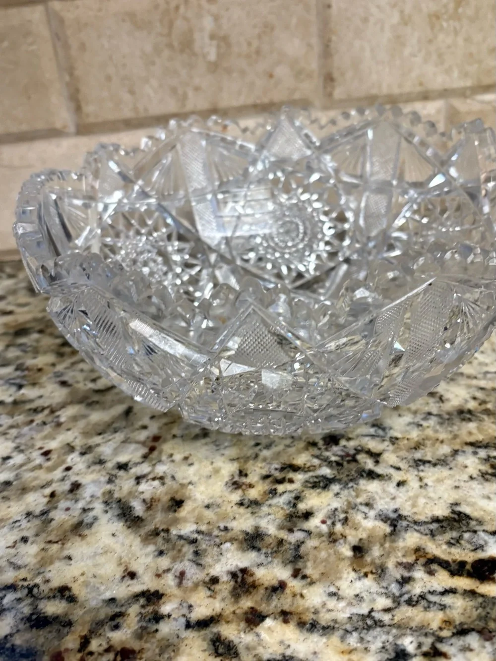 Clear Cut Glass Decorative Bowl - Elegant Crystal-Style Accent